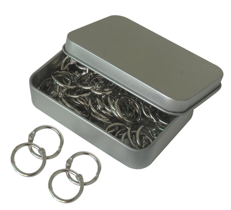 Shapenty 15mm/0.6 Inch Mini Metal Scrapbooking Book Loose Leaf Binder Ring Silver Tone Key Ring Chain Keychain, 60Pieces/Box - Image 1